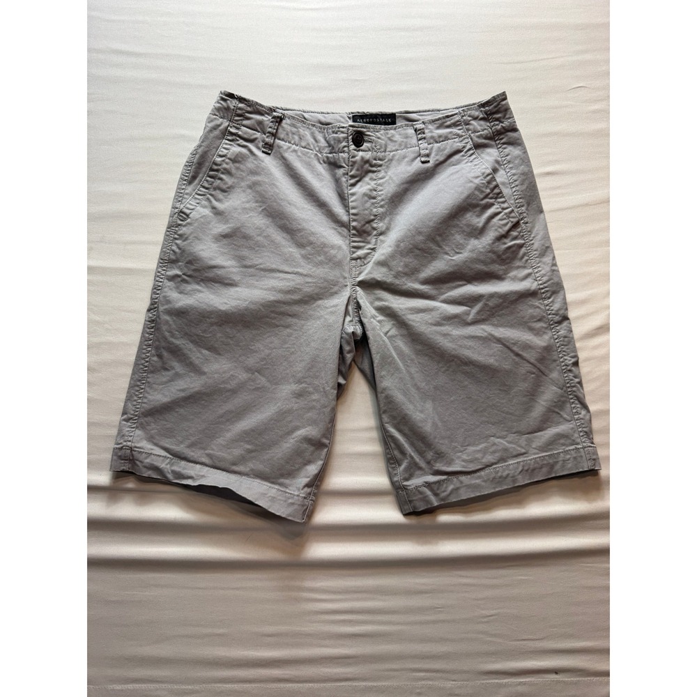 Aeropostale Mens Gray Chino Shorts Size 32 Cotton Stretch Flat Front Casual
